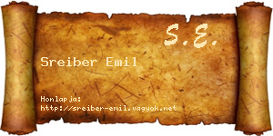 Sreiber Emil névjegykártya